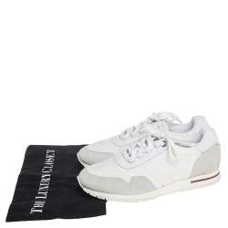 Pre Owned Loro Piana White/Grey Suede And Nylon Lace Up Sneaker Size 38