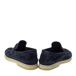 Pre Owned Loro Piana Navy Blue Suede Summer Charms Walk Slip On Loafers Size 39