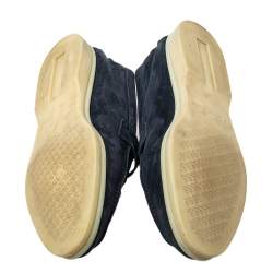 Pre Owned Loro Piana Navy Blue Suede Summer Charms Walk Slip On Loafers Size 39