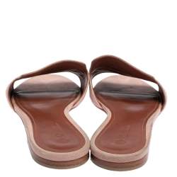Loro Piana Beige Suede Charms Slide Sandals Size 38.5