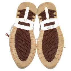 Pre Owned Loro Piana White/Brown Suede And Knit Fabric Lady Flexy Walk Sneakers Size 41