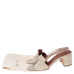 Loro Piana Grey Suede Charms Slide Sandals Size 38.5