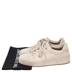 Pre Owned Loro Piana Smoke Grey Suede Low Top Nuages Sneakers Size 38