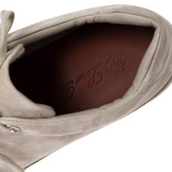 Pre Owned Loro Piana Smoke Grey Suede Low Top Nuages Sneakers Size 38