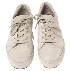 Pre Owned Loro Piana Smoke Grey Suede Low Top Nuages Sneakers Size 38