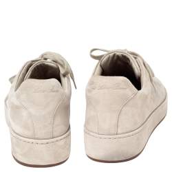 Pre Owned Loro Piana Smoke Grey Suede Low Top Nuages Sneakers Size 38