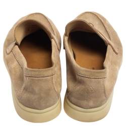 Pre Owned Loro Piana Beige Suede Summer Charms Walk Loafers Size 36.5