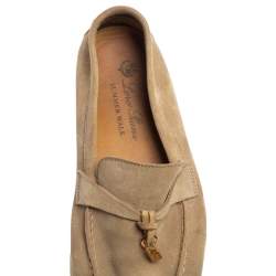 Pre Owned Loro Piana Beige Suede Summer Charms Walk Loafers Size 36.5