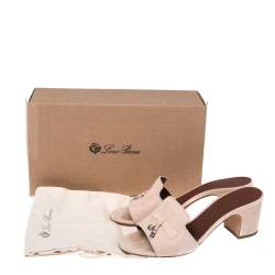 Loro Piana Beige Suede Charms Slide Sandals Size 39