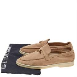 Pre Owned Loro Piana Beige Suede Summer Charms Walk Loafers Size 38