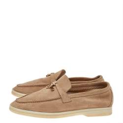 Pre Owned Loro Piana Beige Suede Summer Charms Walk Loafers Size 38