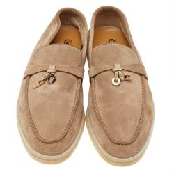 Pre Owned Loro Piana Beige Suede Summer Charms Walk Loafers Size 38
