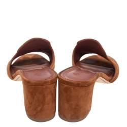 Pre Owned Loro Piana Brown Suede Charms Slide Sandals Size 39