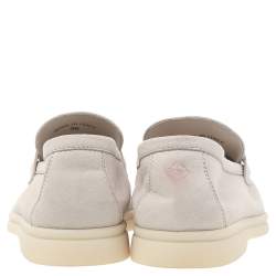Pre Owned Loro Piana Beige Suede Summer Charms Walk Slip on Loafers Size 36