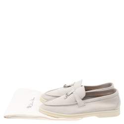 Pre Owned Loro Piana Beige Suede Summer Charms Walk Slip on Loafers Size 36