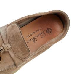 Pre Owned Loro Piana Beige Suede Summer Charms Walk Slip On Loafers Size 36.5