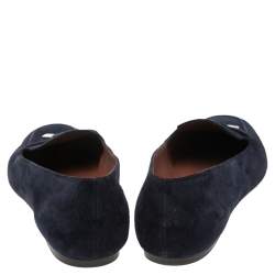 Pre Owned Loro Piana Blue Suede Charm Ballet Flats size 38