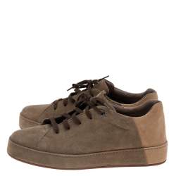 Pre Owned Loro Piana Brown Suede Nuages Low Top Sneakers Size 40