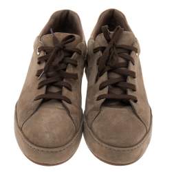 Pre Owned Loro Piana Brown Suede Nuages Low Top Sneakers Size 40
