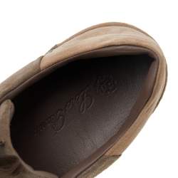 Pre Owned Loro Piana Brown Suede Nuages Low Top Sneakers Size 40