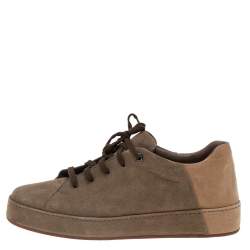 Pre Owned Loro Piana Brown Suede Nuages Low Top Sneakers Size 40