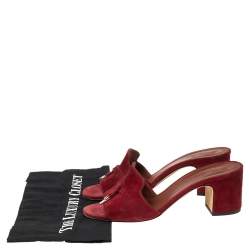 Pre Owned Loro Piana Burgundy Suede Charms Slide Sandals Size 38