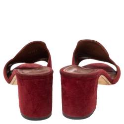 Pre Owned Loro Piana Burgundy Suede Charms Slide Sandals Size 38