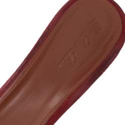 Pre Owned Loro Piana Burgundy Suede Charms Slide Sandals Size 38