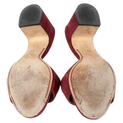 Pre Owned Loro Piana Burgundy Suede Charms Slide Sandals Size 38