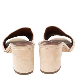 Pre Owned Loro Piana Beige Suede Charm Slide Sandals Size 38