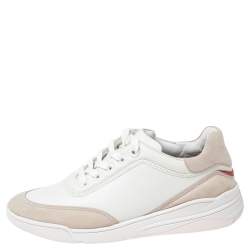 Pre Owned Loro Piana Beige/Grey Suede And Leather  Low Top Sneakers Size 36