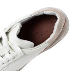 Pre Owned Loro Piana Beige/Grey Suede And Leather  Low Top Sneakers Size 36