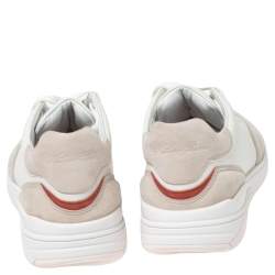 Pre Owned Loro Piana Beige/Grey Suede And Leather  Low Top Sneakers Size 36