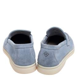 Pre Owned Loro Piana Blue Suede Summer Charms Walk Loafers Size 35.5