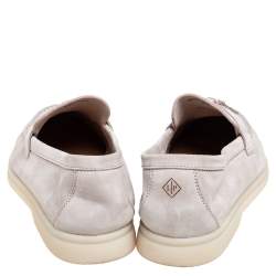 Pre Owned Loro Piana Grey Suede Summer Charms Walk Slip On Loafers Size 37