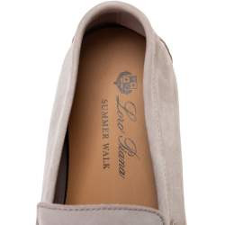 Pre Owned Loro Piana Grey Suede Summer Charms Walk Slip On Loafers Size 37