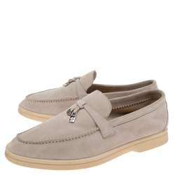 Pre Owned Loro Piana Beige Suede Summer Charm Walk Moccasins Size 37