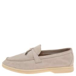 Pre Owned Loro Piana Beige Suede Summer Charm Walk Moccasins Size 37