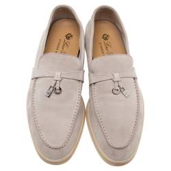 Pre Owned Loro Piana Beige Suede Summer Charm Walk Moccasins Size 37