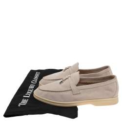 Pre Owned Loro Piana Beige Suede Summer Charm Walk Moccasins Size 37