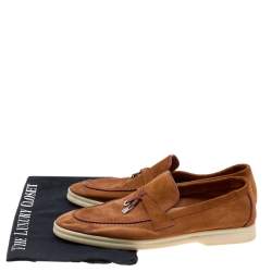 Pre Owned Loro Piana Brown Suede Summer Charms Walk Loafers Size 41