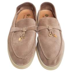 Pre Owned Loro Piana Brown Suede Summer Charms Walk  Loafers Size 40