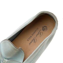 Pre Owned Loro Piana Mint Green Suede Summer Charms Walk Loafers Size 39