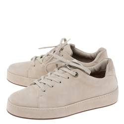 Pre Owned Loro Piana Grey Suede Nuages Low Top Sneakers Size 38