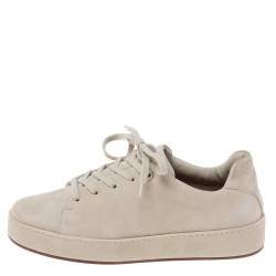 Pre Owned Loro Piana Grey Suede Nuages Low Top Sneakers Size 38