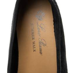 Loro Piana Black Suede Summer Charms Walk Slip On Loafers Size 37