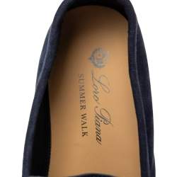 Pre Owned Loro Piana Navy Blue Suede Summer Charms Walk Slip On Loafers Size 37.5