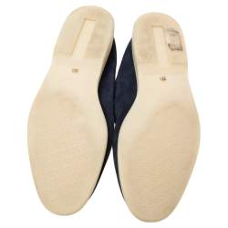 Pre Owned Loro Piana Navy Blue Suede Summer Charms Walk Slip On Loafers Size 37.5