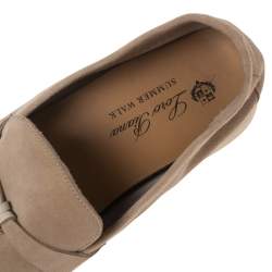 Pre Owned Loro Piana Beige Suede Summer Charms Walk Slip On Loafers Size 39