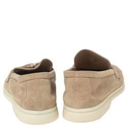 Pre Owned Loro Piana Beige Suede Summer Charms Walk Slip On Loafers Size 39